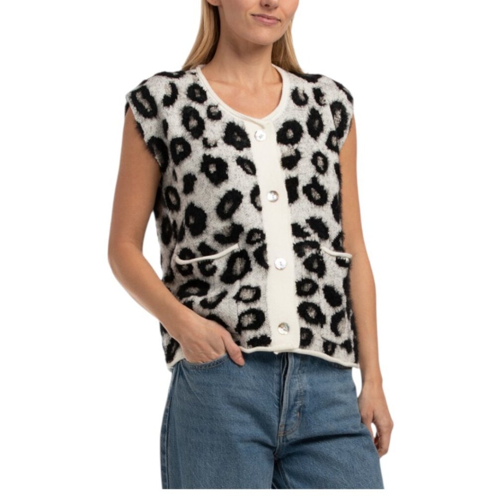 SUNDAY EDITION Leopard Cardigan Vest